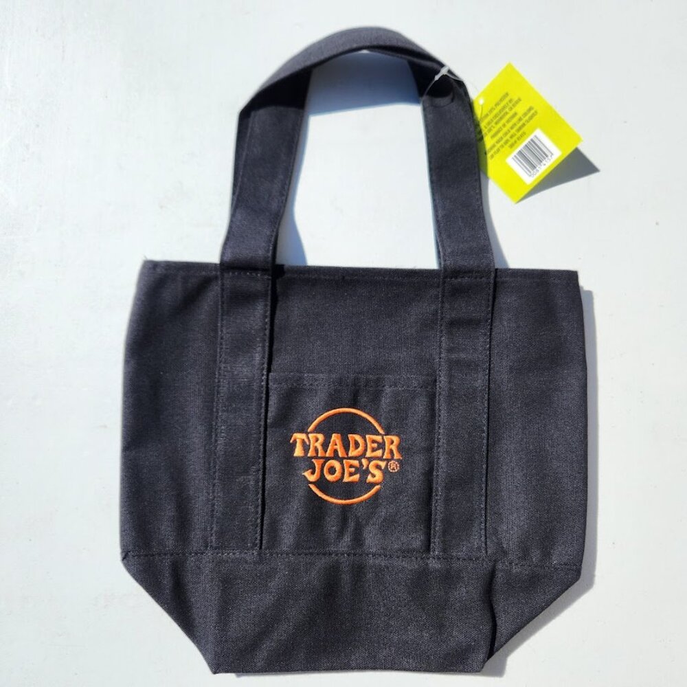 NEW Trader Joe's Black Mini Tote Trick or Treat Canvas Bag Halloween Trader Joes - Picture 6 of 8